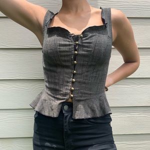 FREE PEOPLE GREY PEPLUM TOP